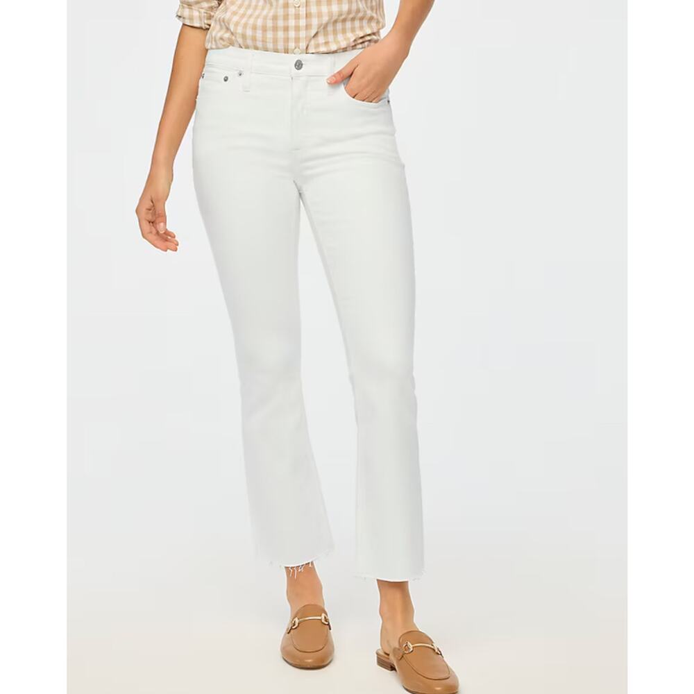 NWT J.Crew Flare Crop White Jean In Signature Stretch Size 34